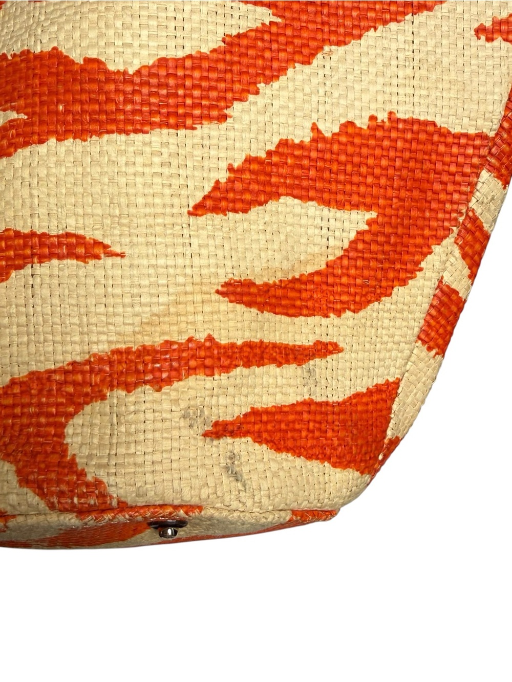 Kate Spade Wicker and Rope Tote Bag Orange Beige Zebra Print Beach Vacation - Picture 10 of 16